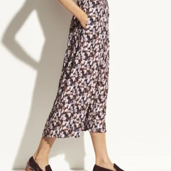 Vince Painted Floral Pleated Culotte Pants L - Picture 3 of 6
